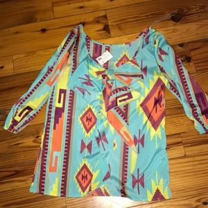 Coral tribal bow shirt